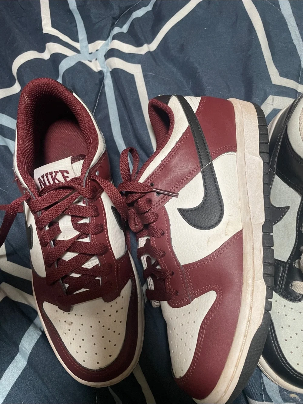 Nike Men’s Low-Top Sneakers in Burgundy/White and Black/Light Gray